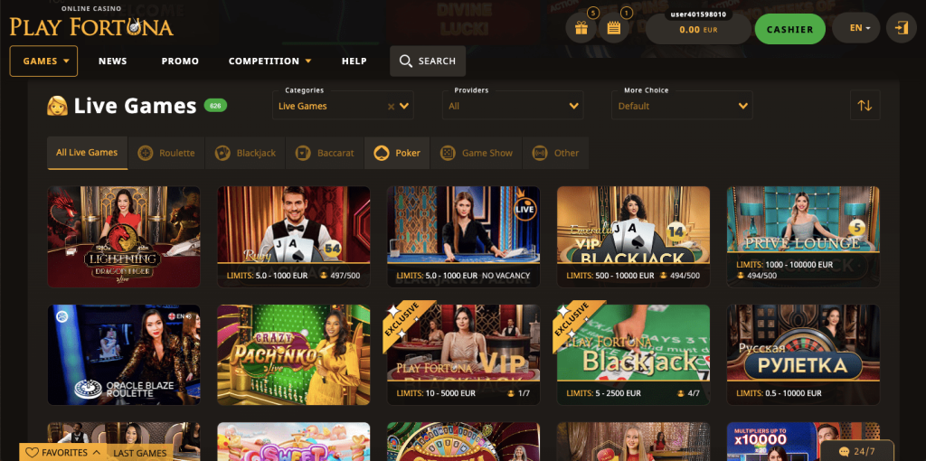 Play Fortuna live casino