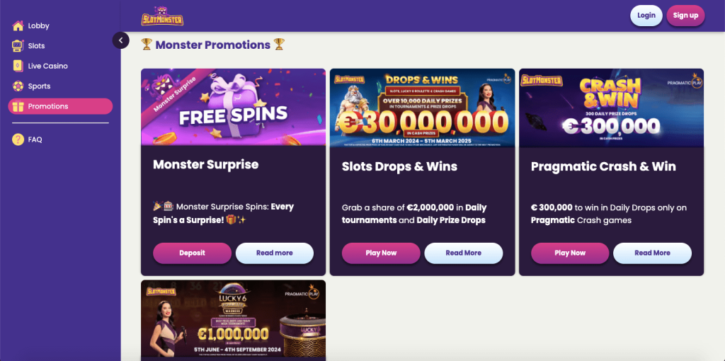 Slotmonster promotions